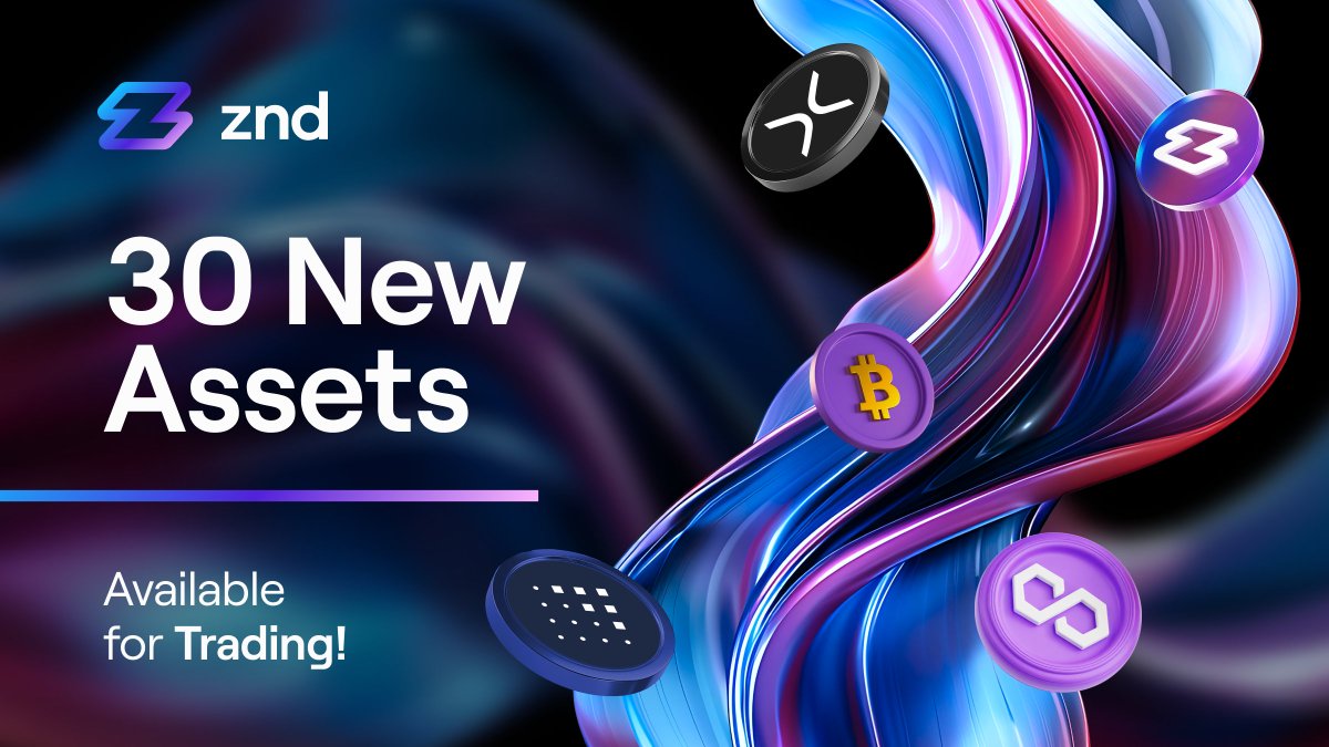 ZND_co's tweet photo. Dear Users! 🎉

To top off the year with some great news, we’ve got something exciting to share! 🚀

We promised you 150 assets available for trading on ZND by the end of 2024…

Well, guess what? 🤩

We just added 30 more assets, meaning we’re fulfilling that promise 10 days ahead of schedule! 🎯

Here’s a sneak peek at the new additions: 👇
$RON, $KAIA, $1000SATS, $ROSE, $BLUR, $OM, $WOO, $PEOPLE, $JTO, $RAY, $CRV, $ASTR, $SUPER, $ARKM, $IOTX, $ENS, $TWT, $CELO, $MEME, $SSV, $ANKR, $RSR, $SC, $SKL, $QTUM, $POLYX, $T, $ILV, $LRC, $MASK, $PIXEL

Let the trading begin! 🚀