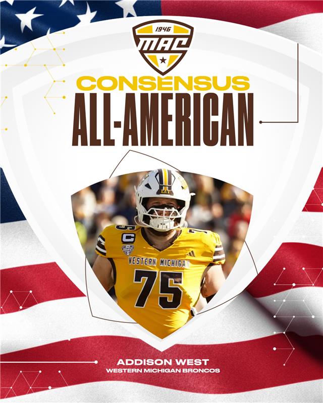 MACtion (@macsports) on Twitter photo Congrats to Western Michigan's <a href="/AddisonWest1/">Addison West</a> on being named a CONSENSUS All-American! 🇺🇸🏈
<a href="/WMU_Football/">Western Michigan Football</a> | #MACtion Congrats to Western Michigan's <a href="/AddisonWest1/">Addison West</a> on being named a CONSENSUS All-American! 🇺🇸🏈
<a href="/WMU_Football/">Western Michigan Football</a> | #MACtion