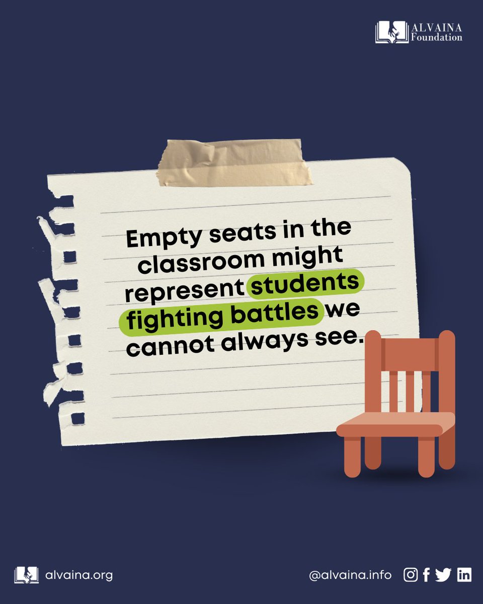 ALVAINAInfo's tweet photo. These empty seats are sometimes a silent scream, a reminder that our classrooms are not just for learning, but for healing. Let us fill these spaces with empathy, not just textbooks, and help our students find their voices in the silence.

#ALVAINAFoundation #ChronicAbsenteeism https://t.co/SeMz3MEld4