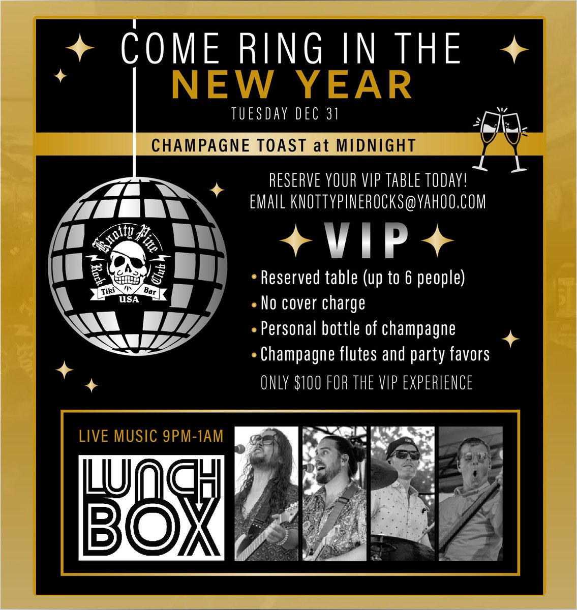 Don’t wait any longer to make your NYE plans! Come celebrate w us