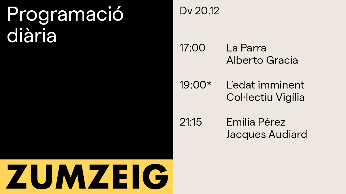 ZumzeigCinema's tweet photo. Divendres d'estrenes!

#LaParra La ciutat natal com un escenari laberíntic 🏙️
#LEdatImminent Un jove que fa malabars entre cuidar la seva àvia, treballar i viure la seva joventut🧓
#EmiliaPérez Una història de narcotràfic feta musical🕺

🎟️https://t.co/sAMmjCEVEO https://t.co/eD8ZYj6Gv4