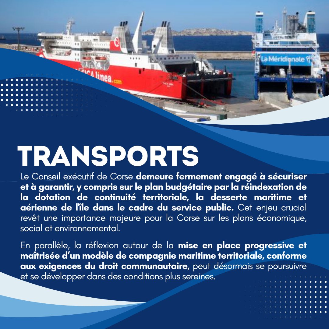 En novembre dernier, la commission européenne a validé le dispositif mis en place par l’Office des Transports de la Corse et la CdC au titre de la délégation de service public organisant la desserte maritime de la Corse pour la période 2023-2030. Explications ⤵️