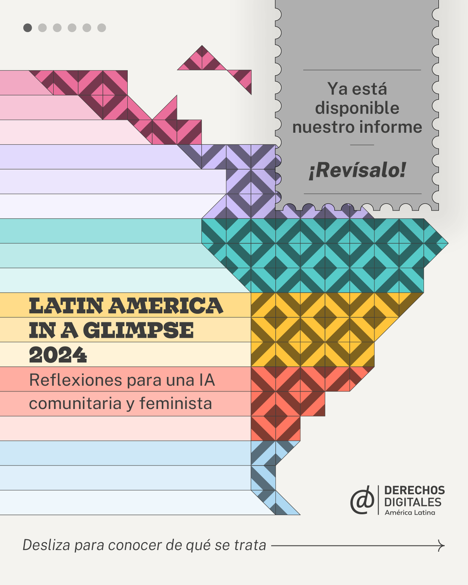 derechosdigital's tweet photo. "Latin America in a Glimpse 2024" reúne las voces de investigadoras y activistas que usan la IA de manera ética y situada en América Latina.

🌟 ¡Gracias a quienes compartieron sus saberes para hacerlo posible!

📥 Descarga el informe completo 👉 https://t.co/HMSFHwxUhM https://t.co/D2z3rcVXji
