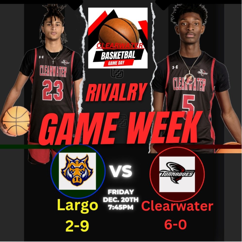 CHS_Basketball2's tweet photo. #CTfamily It's Rivalry Game Week!!! Come out to Largo High and support your Clearwater Tornadoes Boys Basketball Teams. Jv Tip-off is at 6:30 Followed by the Varsity game at 7:45pm.
#CTfamily #Believe #RiseAboveTheRest #US #TurnUp #StormVision #Mindset https://t.co/Wt76IvSvJ5