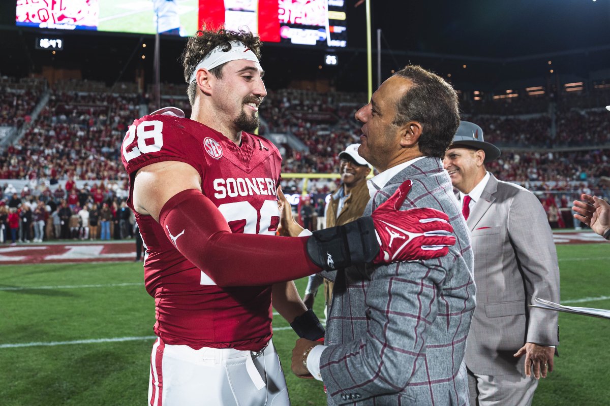 OU_President's tweet image. So many OU football greats, and @FbStutsman has left no doubt he's one of them.

Congratulations on earning consensus All-American status, 28. We couldn't be prouder of how you've represented the university, led your teammates, and stayed true to yourself every step of the way.…