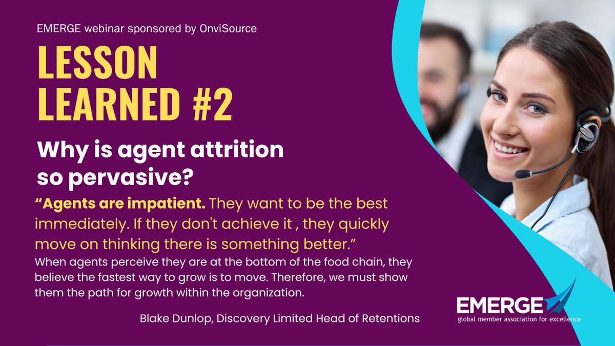 OnviSource's tweet photo. High agent turnover can cost #contactcenters millions! With attrition as high as 70% and replacement costs at 100-300% of salary, the impact is massive. Learn strategies to reduce attrition &amp; boost performance in this expert webinar replay. 🎥Watch now: https://t.co/bGzwh9vyNw https://t.co/NhUmaJTCAX