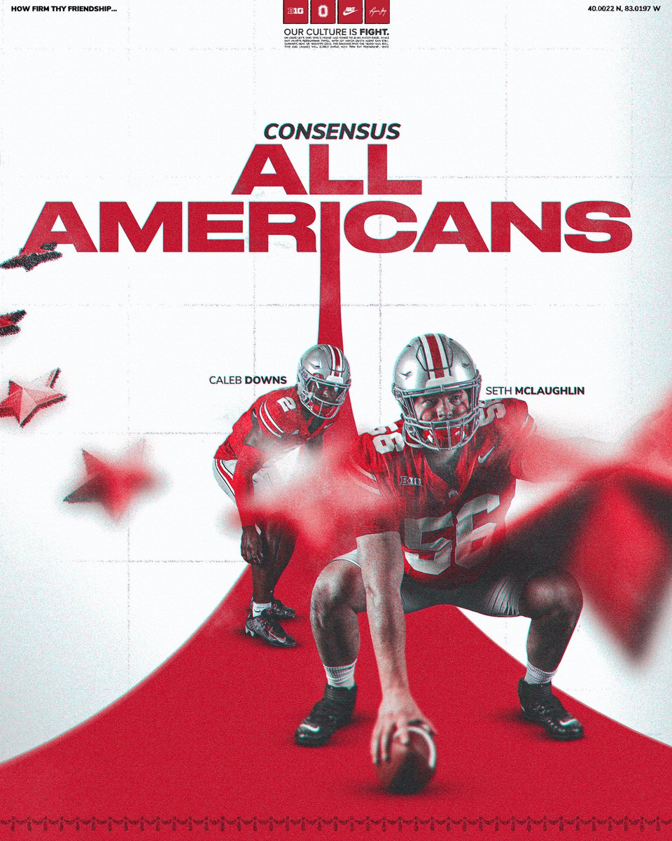 𝗖𝗼𝗻𝘀𝗲𝗻𝘀𝘂𝘀 All-Americans 🇺🇸
    
📌 <a href="/caleb_downs2/">Caleb Downs</a> 
📌 <a href="/Seth_Mc24/">Seth McLaughlin</a>