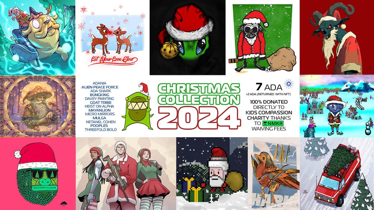 alienpeaceforce's tweet photo. 🎄Christmas charity mint is now live!
ALL ADA proceeds go directly to kids in Africa.
Head to Heist on Alpha's website to mint one for yourself. All mints are random, maybe you'll get APF!
https://t.co/7tBD43Zo20 https://t.co/ZEV502P5HY