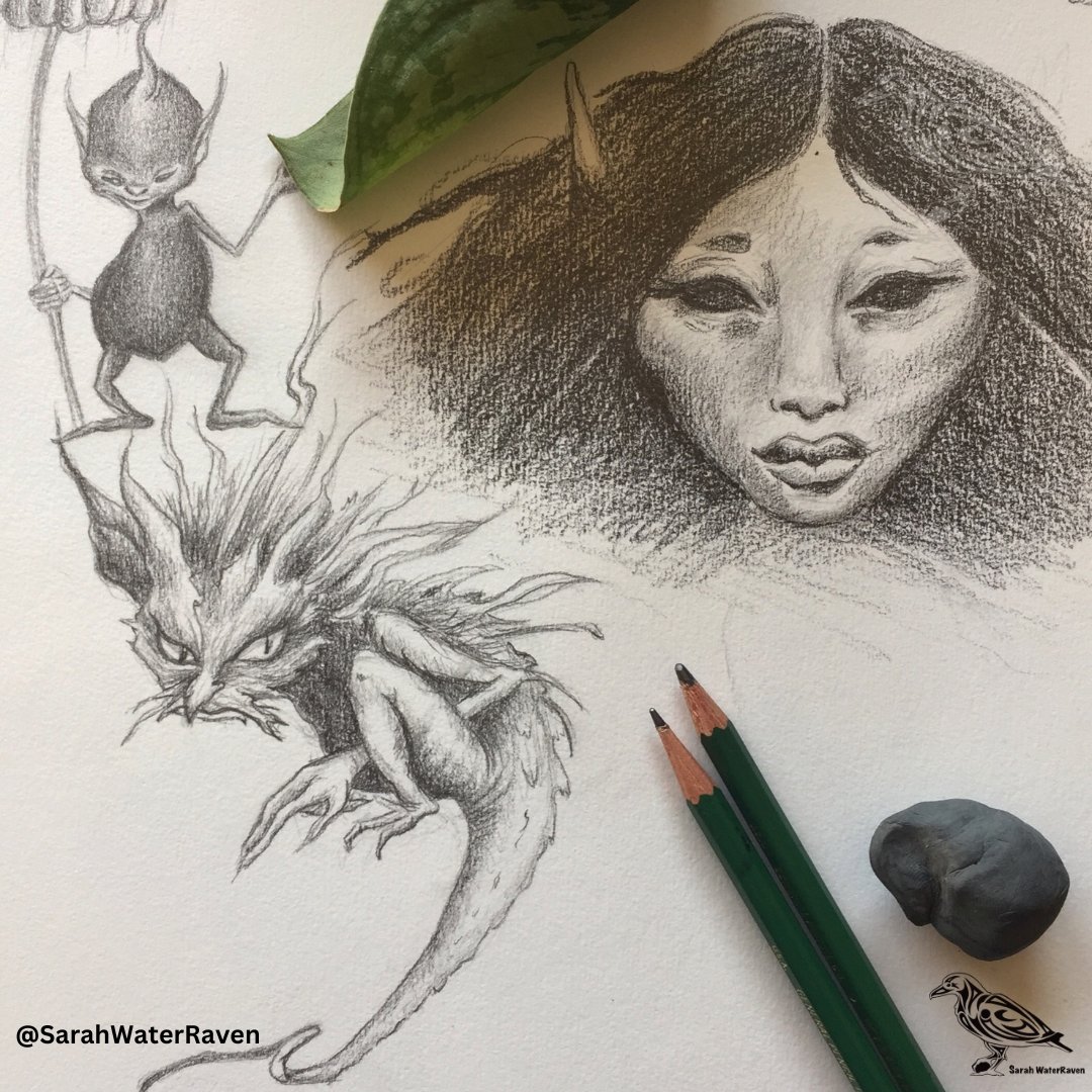 SarahWaterRaven's tweet photo. Some Brian Froud fairy sketches I did a couple of years ago 😊 I am a big fan of Froud's illustrations, as well as his and his wife's work with Jim Henson Studios 🧚‍♀️

#writingcommunity #writers #writerslife #artist #fairyart #fairies #sketches #sketch https://t.co/pohgWC4IIE