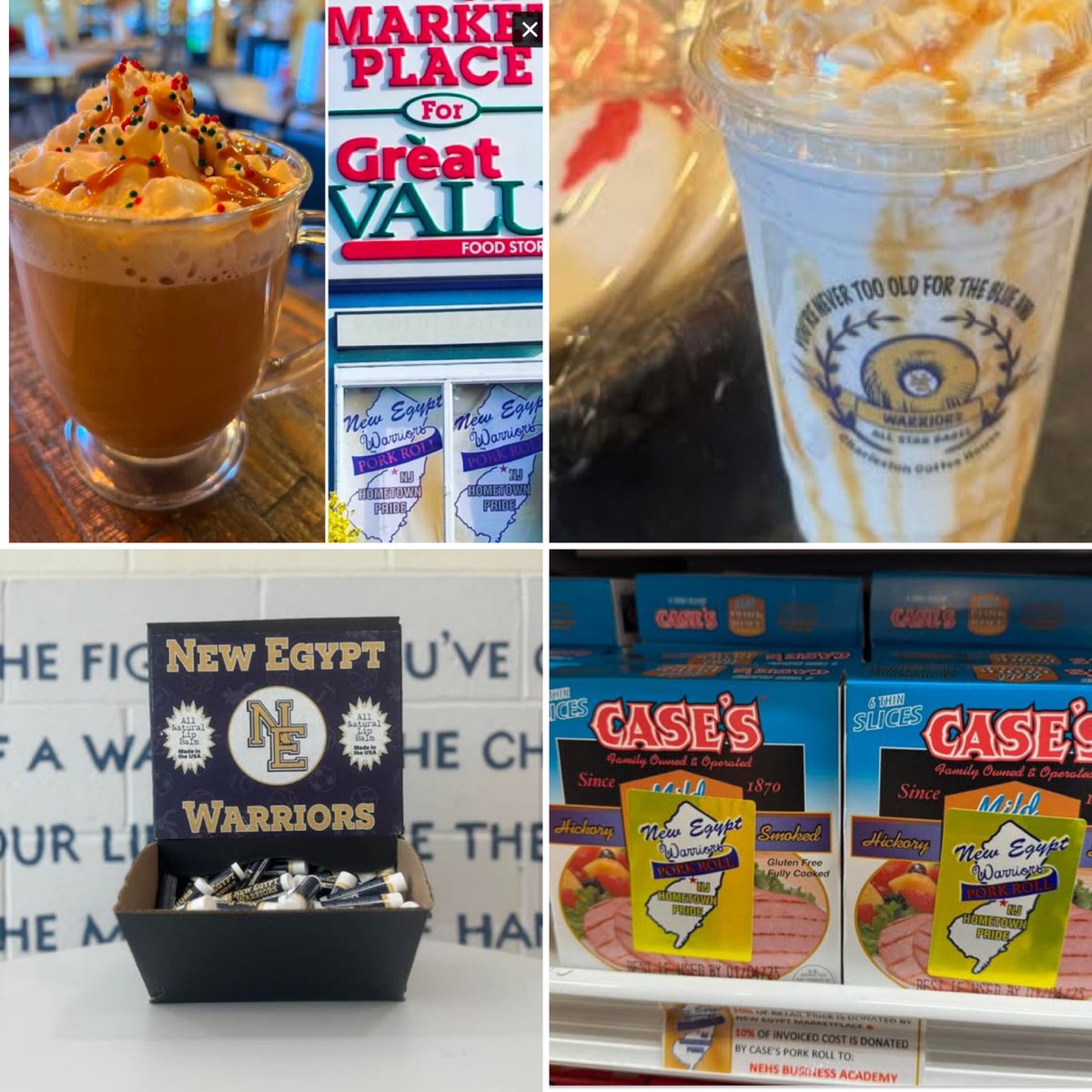 NE_HSBusAcademy's tweet photo. Don’t forget to support the Warrior Business Academy at the New Egypt Marketplace (Cases Pork Roll) and Plumsted Pharmacy!Stock up for the Holidays and stop by Charleston Coffee Shop for hot or cold Warrior Coffee! Thank you! #WarriorPride # @NE_HSCareers https://t.co/jCxIJyG2mu