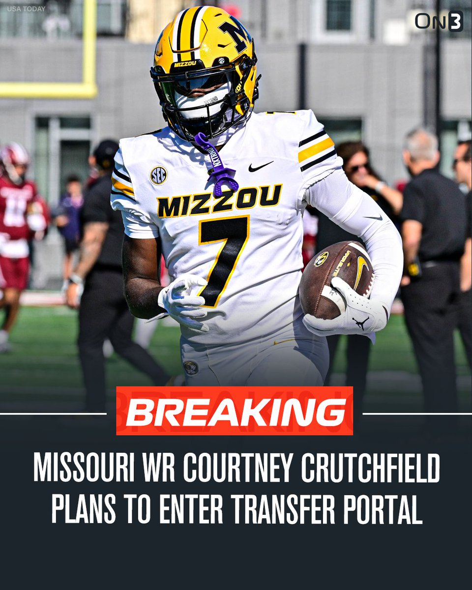 Transfer Portal (@transferportal_) on Twitter photo NEWS: Missouri WR Courtney Crutchfield plans to enter the NCAA Transfer Portal, per <a href="/PowerMizzoucom/">PowerMizzou</a>.
Crutchfield was a top 75 recruit in the 2024 class.
on3.com/db/courtney-cr… NEWS: Missouri WR Courtney Crutchfield plans to enter the NCAA Transfer Portal, per <a href="/PowerMizzoucom/">PowerMizzou</a>.
Crutchfield was a top 75 recruit in the 2024 class.
on3.com/db/courtney-cr…