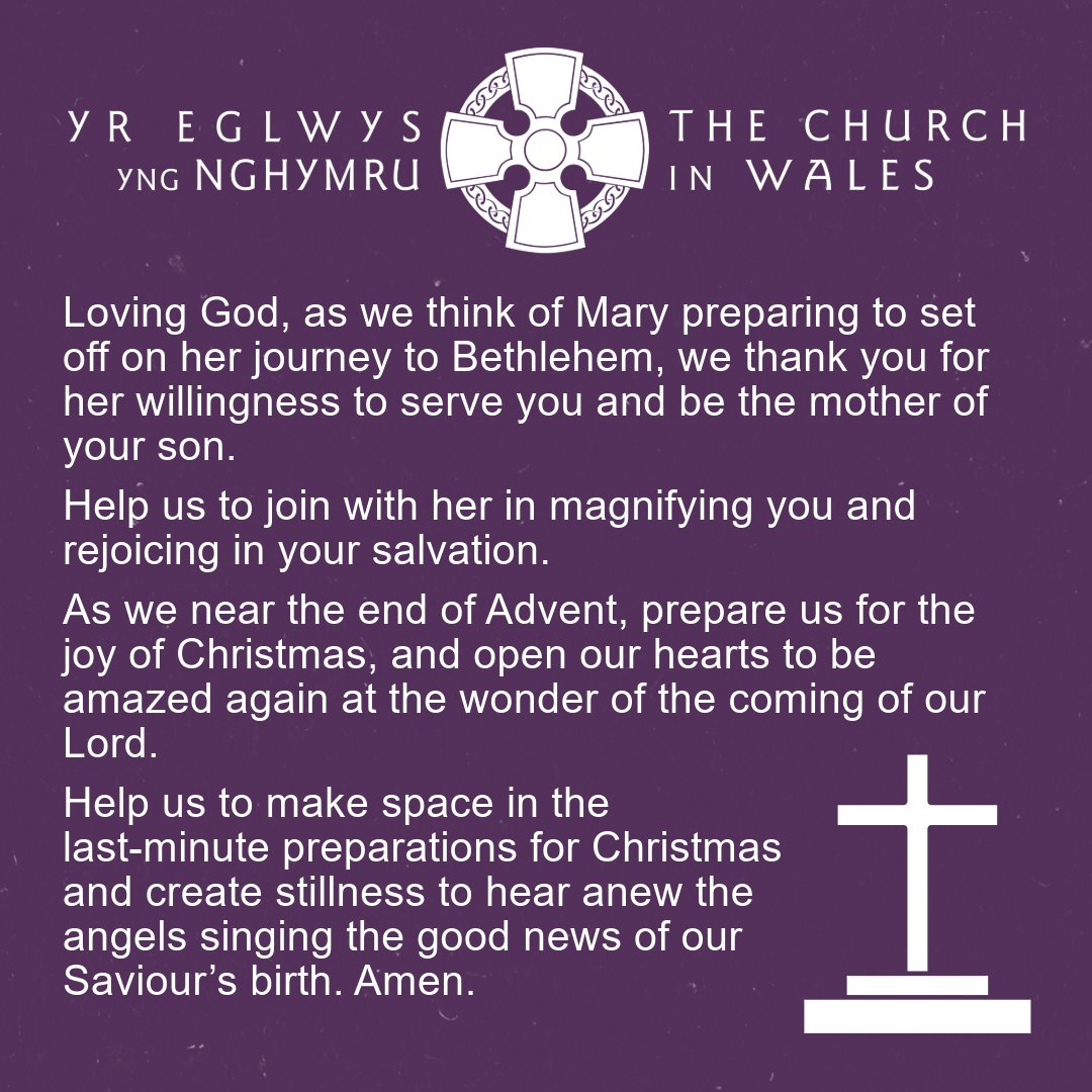 ChurchinWales's tweet photo. Today is the fourth Sunday of Advent, and here is our prayer for you. Let us pray.

Heddiw yw pedwerydd dydd Sul yr Adfent, a dyma ein gweddi drosoch. Gweddïwn. https://t.co/buOw5bOcgc