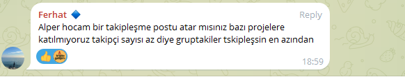 Twitter'da 100 Takipçi'den az sayıda olanlar bir çok projenin fırsatlarını kaçırıyor.

Takipçi istiyorsanız;

1- Beğen ve kendi hesabınla yorum yap
2- Diğer yorum yapan hesapları takip et 

Herkes takipçi sayısını yükseltsin arkadaşlar.

Boğa geliyor fırsat kaçırmayın !