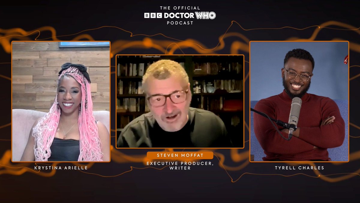 bbcdoctorwho's tweet image. Christmas in the Whoniverse begins NOW! 🎄🎙️ Krystina Arielle and Tyrell Charles sit down for a chat with JOY TO THE WORLD writer Steven Moffat, in a festive edition of the Official #DoctorWho Podcast!