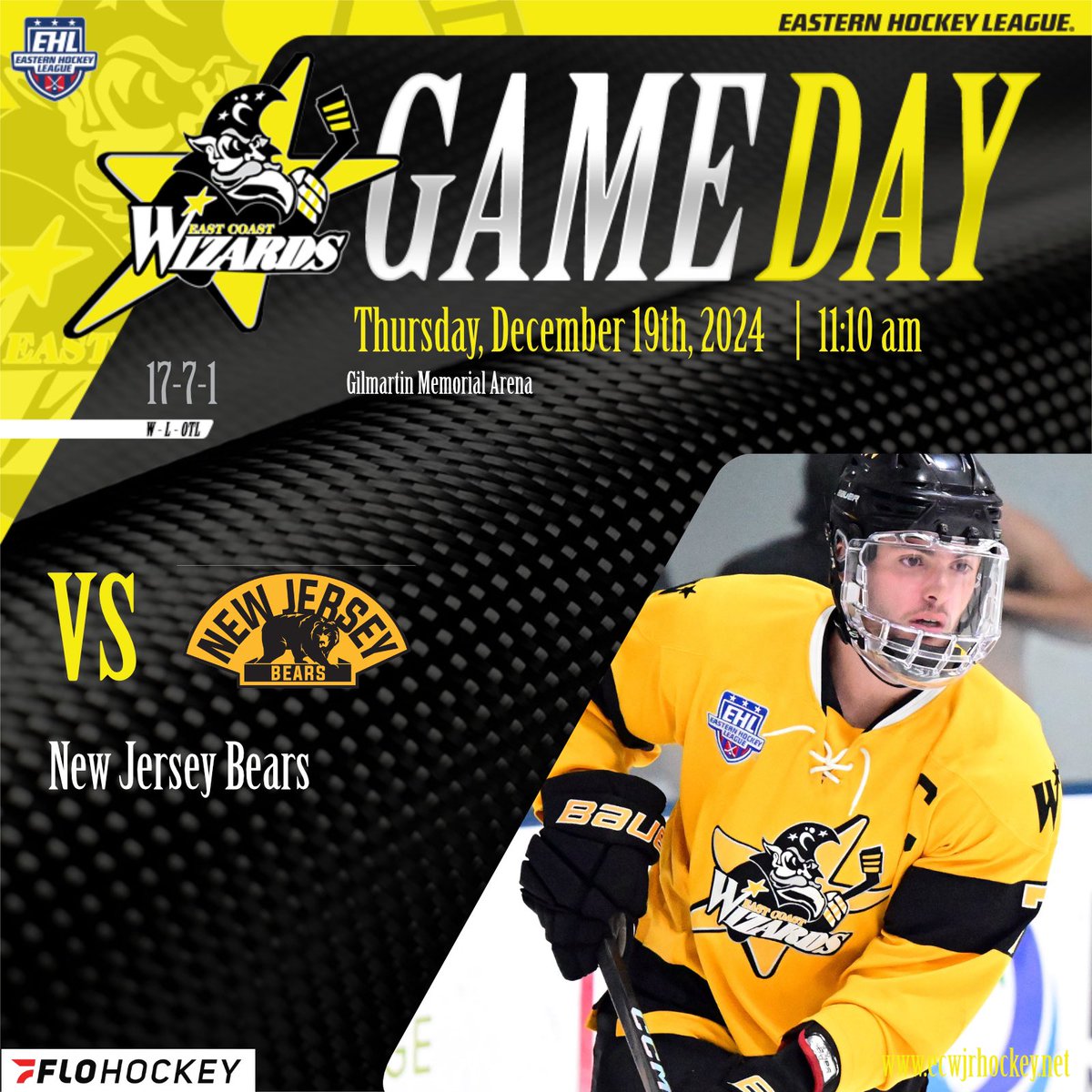 Wizards_EHL's tweet photo. Closing the curtains on 2024.

🆚 @NJBearsHcky
🏟️ Gilmartin Memorial Arena (Haverhill, MA)
⏰ 11:10 AM
📺 @FloHockey

#BringTheMagic | #EShow https://t.co/zt7hfLDLuM