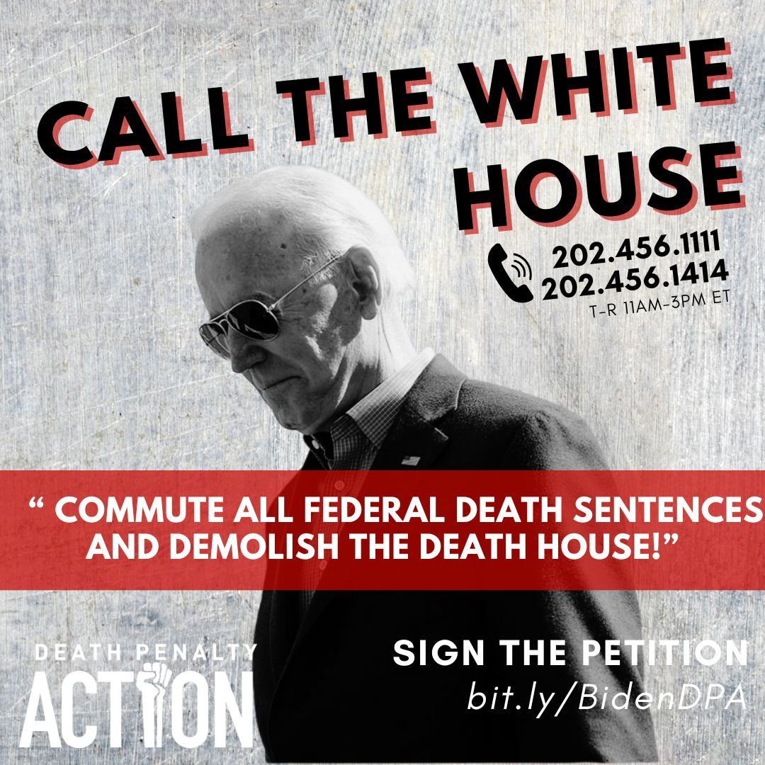DeathPenaltyAct's tweet image. THE PHONEs TO THE WHITE HOUSE ARE OPEN! Join us in politely calling on @potus to #CommuteTheRow (and posthumously pardon Alfred Bourgeois - executed under Trump) before Trump can resume his horrific killing spree. 202.456.1111 | 202.456.1414(T-R 11am-3pm ET) #StopTrumpExecutions