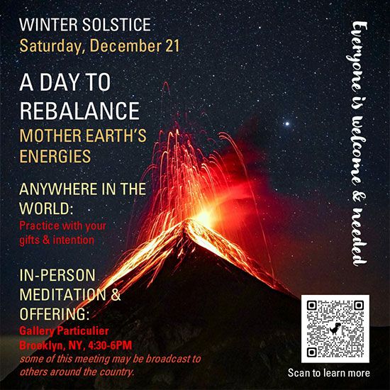 Dec 21: A Day to Rebalance 

📍 Gallery Particulier, Brooklyn
🕒 4:30–6 PM

Practice anywhere or join us in person. Everyone is welcome &amp; needed!

#WinterSolstice #RebalanceDay