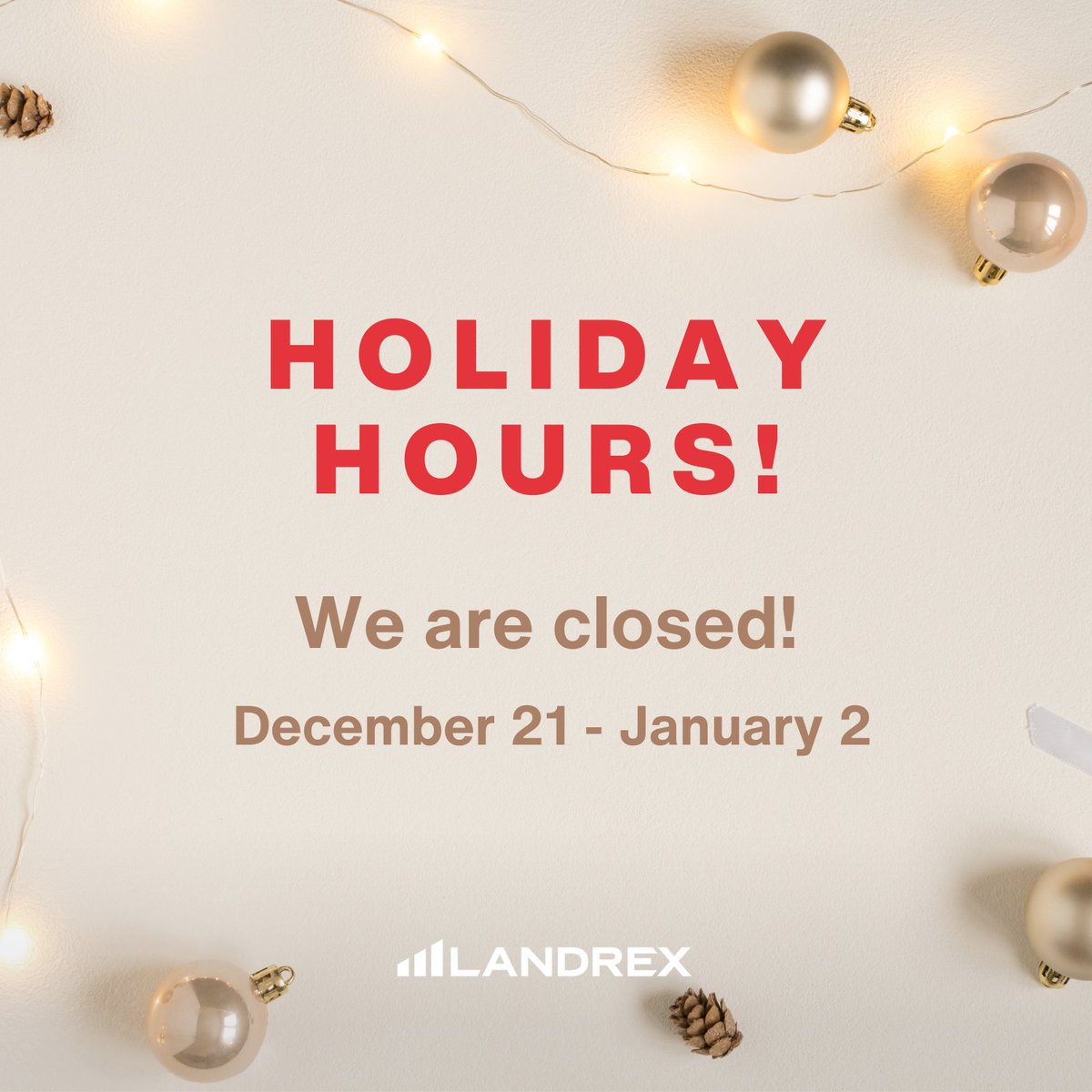 We’ll be taking a break for the holidays! 

Our offices will be closed from Dec. 21st – Jan. 2nd. We're excited to see you all again in 2025 :)
