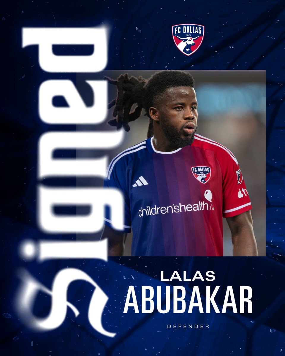 FCDallas's tweet photo. Bolstering the backline ⚒️

We have signed free agent defender Lalas Abubakar to a two-year contract with a one-year club option.

👉 https://t.co/rQ5cNXFnZO https://t.co/NAAsow2Bdq