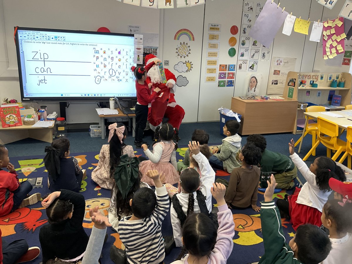 Reception have had so much fun doing Christmas activities this week. We have watched a pantomime, had a visit from Santa and enjoyed lots of games at our Christmas parties!
