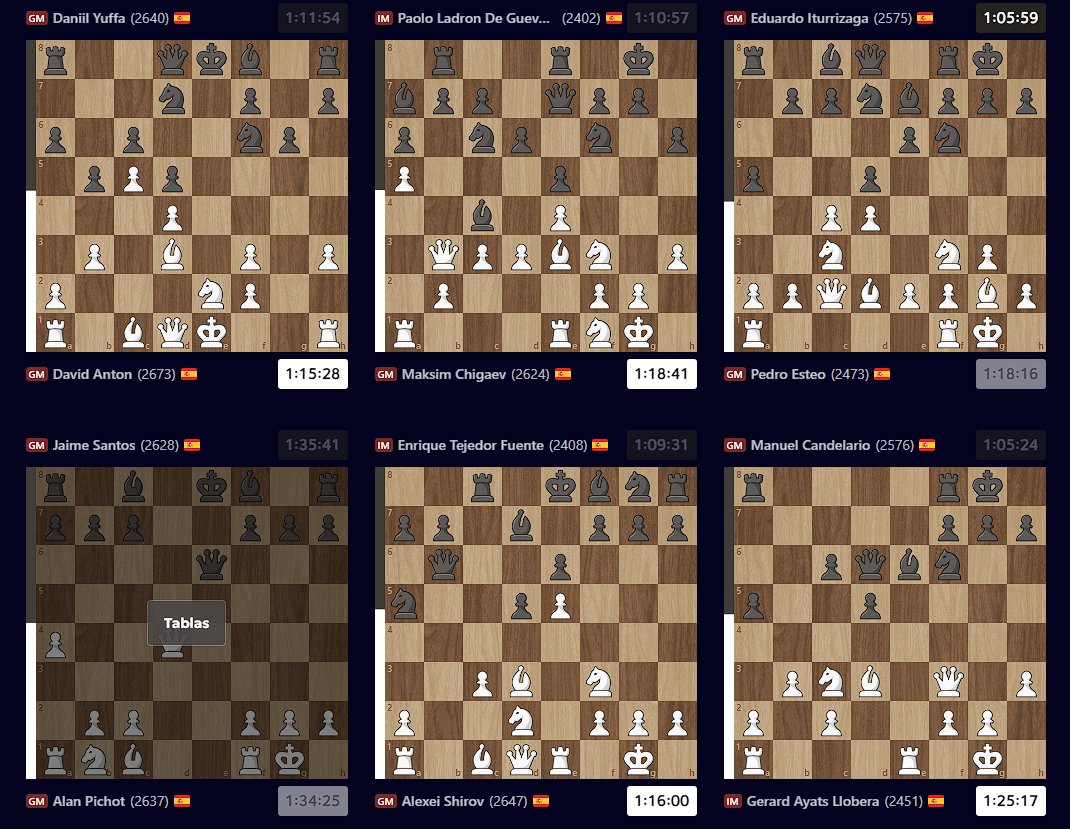 ¡En juego la última ronda del Campeonato de España! Daniil Yuffa a un paso de proclamarse campeón. chess.com/events/2024-sp…
