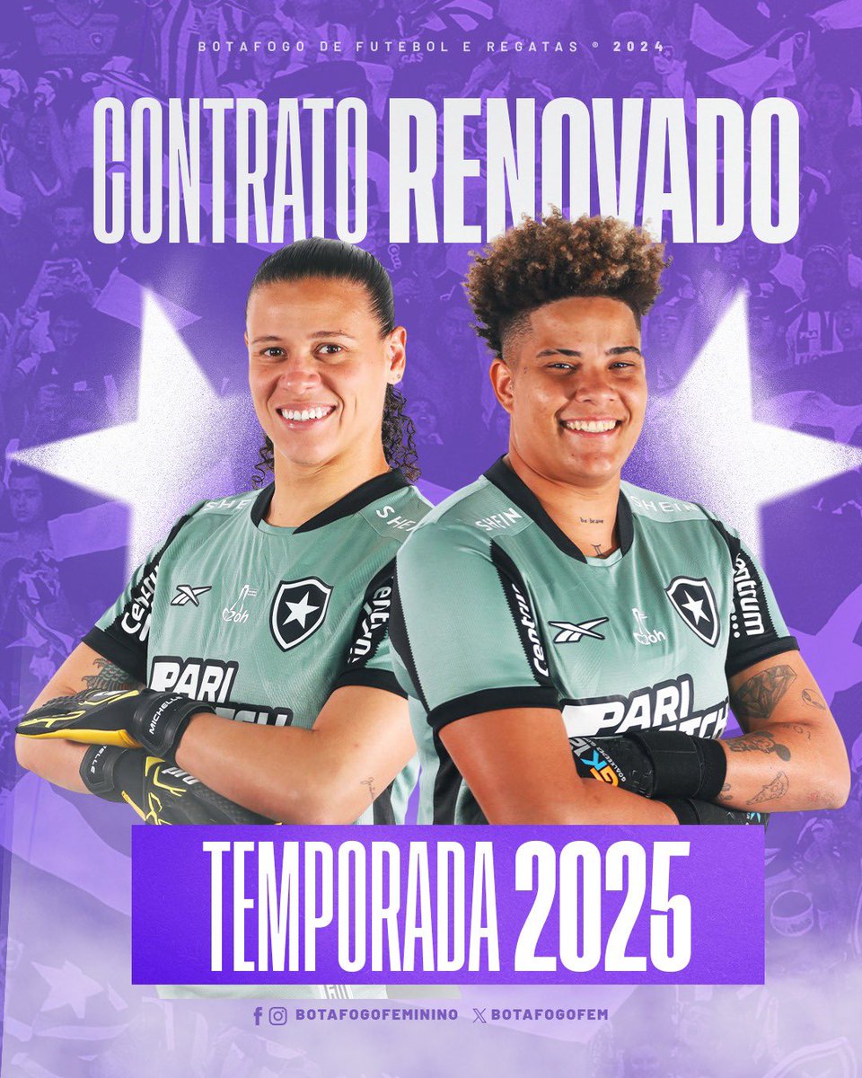 BotafogoFem's tweet photo. CONTRATOS RENOVADOS! ✍🏽📝

As goleiras alvinegras, Michelle e Yasmim permanecem com o Botafogo para a próxima temporada! Seguimos juntas, meninas! ⭐️👏🏾 #VamosGLORIOSAS https://t.co/G91tC9GBCS
