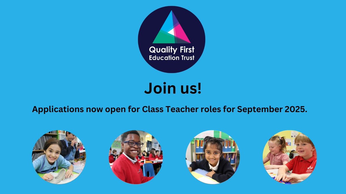 Join us! We are seeking strong class teachers who share our vision of an excellent education for all to join our Trust from September 2025.

We welcome Early Career Teachers (ECTs) and are very proud of the support we provide. To find out more, visit q1e.co.uk/join-us/recrui…