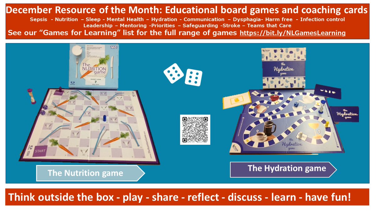 NewcombLibrary's tweet image. Play #NutritionGame 🍓 &amp;amp;  #HydrationGame 🥤
All you need is a table, chairs &amp;amp; 4-12 people⏱️45-60 minutes 🎲⌛️
🍏The games highlight the importance of being well hydrated &amp;amp; nourished
🧃Improve your knowledge, recognition &amp;amp; management of malnutrition &amp;amp; dehydration 
#seriousgames