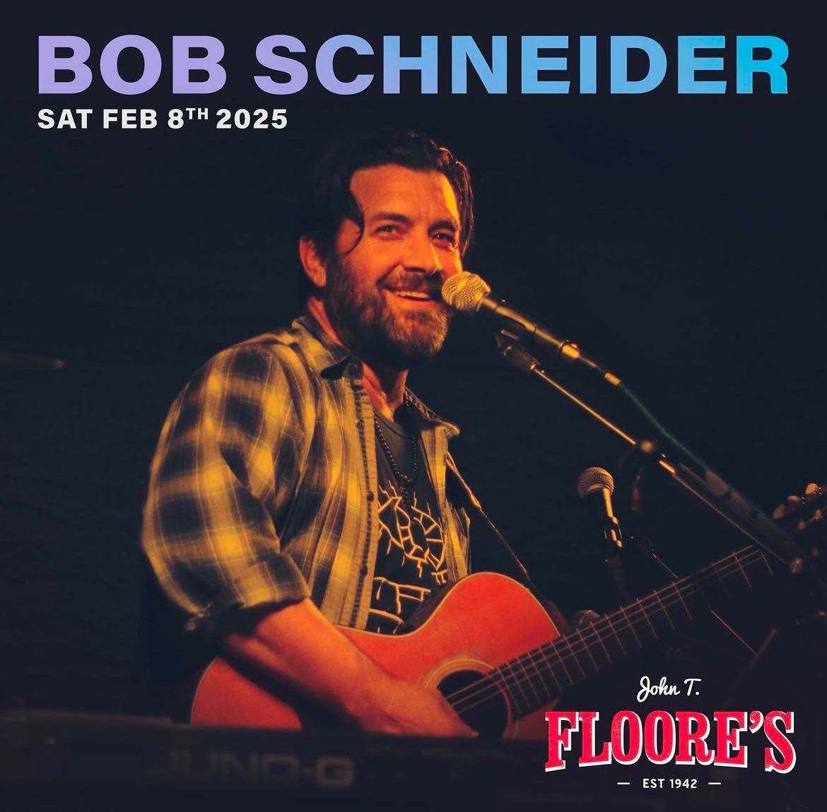 John T. Floore's (@floores) on Twitter photo Saturday, February 8th! Come see <a href="/Bob_Schneider/">Bob Schneider</a> back at Floore’s! Get your tickets here: bit.ly/40UcG1u Saturday, February 8th! Come see <a href="/Bob_Schneider/">Bob Schneider</a> back at Floore’s! Get your tickets here: bit.ly/40UcG1u
