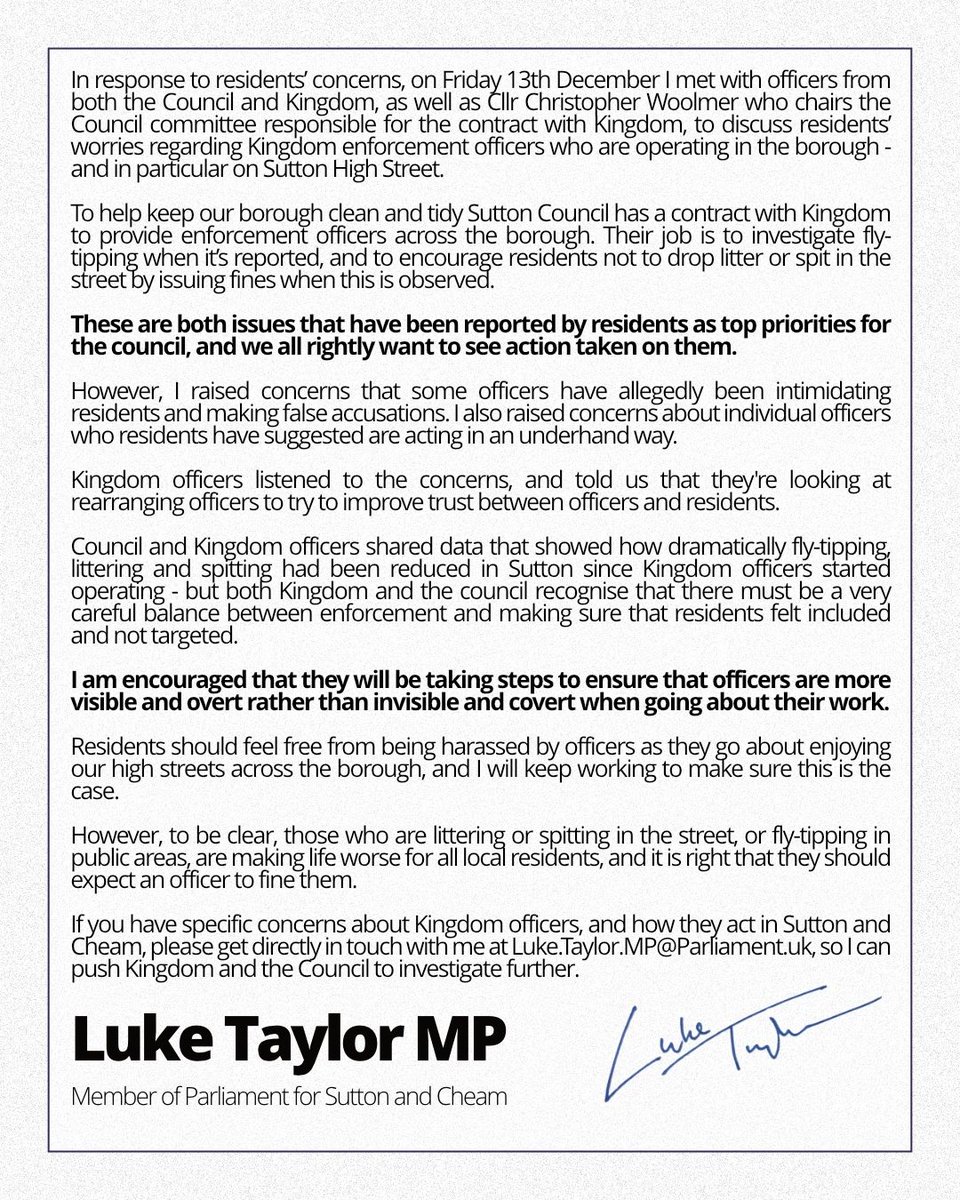 A statement from me as regards Kingdom Enforcement Officers.
