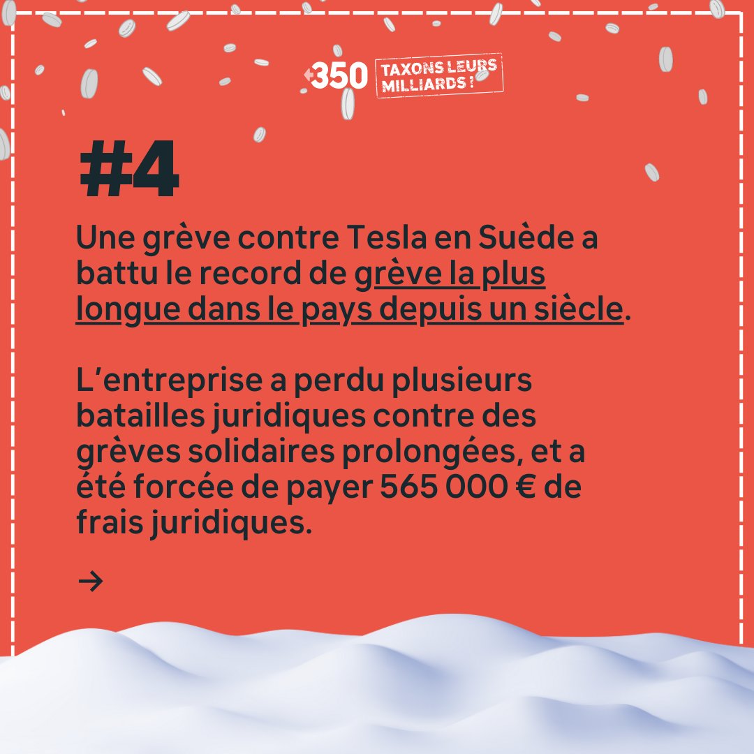 350France's tweet photo. 🤑 Jour 23 - Calendrier de l'Avent #TaxonsLeursMilliards 🤑

Aujourd'hui, nous partageons 4 faits peu réjouissants sur Elon Musk &amp; son (non) respect des droits des travailleurs

Mettons fin à cette impunité! Ensemble exigeons la taxation des ultra-riches:  https://t.co/loeEmmcM1u https://t.co/gQqjNTvUbt