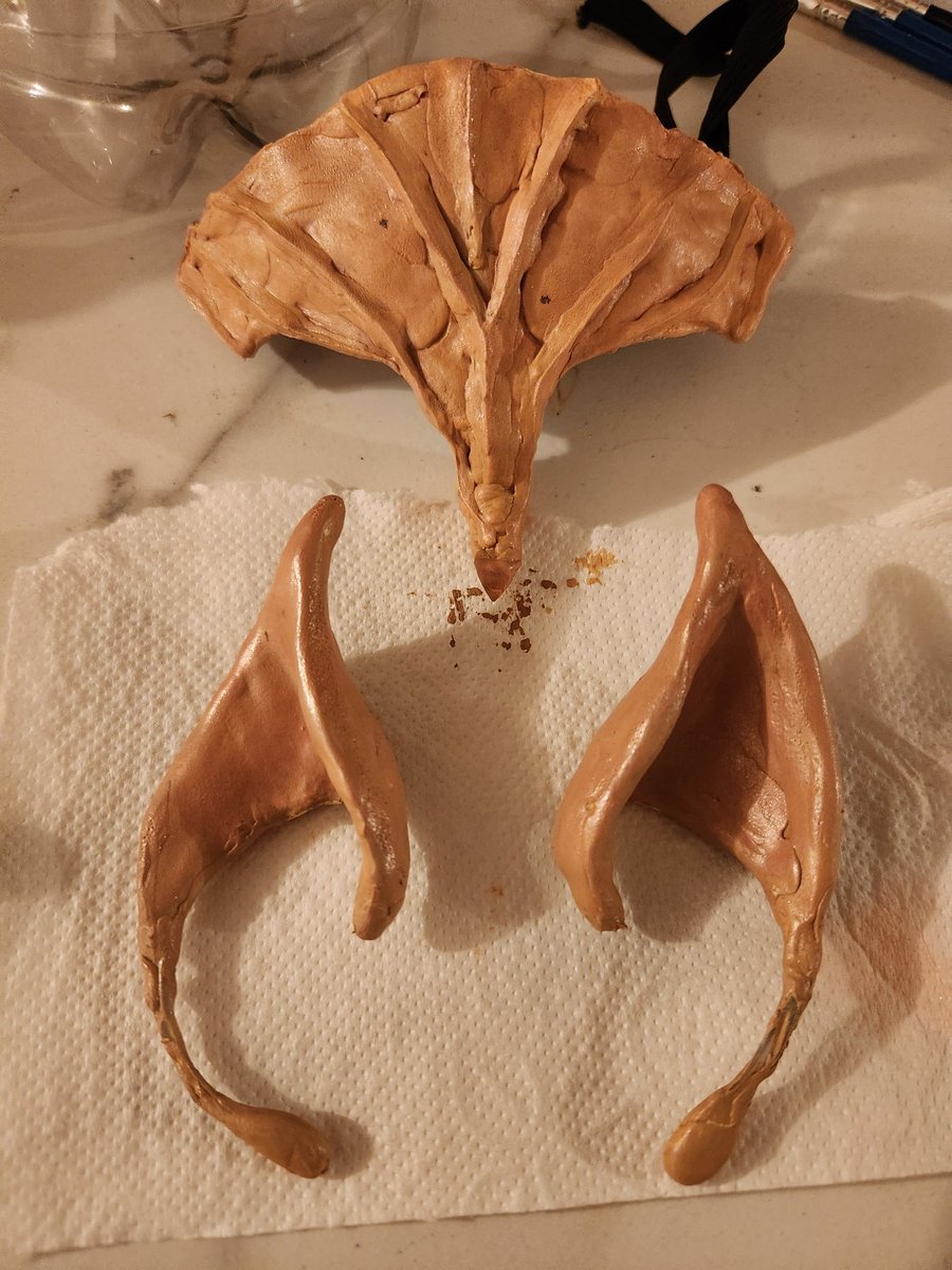 fluffycranberry's tweet photo. #vulcan ear cuffs because I can't stand the thought of gluing anything to my ear. Are they accurate? Not really but they're closer than my normal elf ear cuffs. Made with wire, hot glue, and foam clay

The forehead is because my oc is half klingon

#startrek #cosplay https://t.co/Ks630ZM5mp