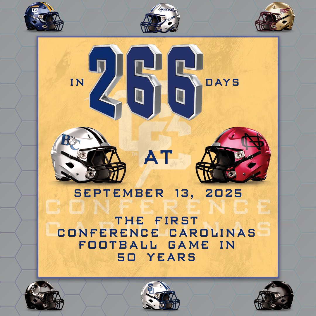 Conference Carolinas (@confcarolinas) on Twitter photo Following the completion of the <a href="/NCAADII/">NCAA Division II</a> football championship game, when football returns in the fall, Conference Carolinas will take the field for the first time in 50 years! Mark your calendar for September when <a href="/NGUAthletics_/">North Greenville University Athletics</a> takes on <a href="/BartonAthletics/">Barton College Athletics</a>!
#LeadingTheWay Following the completion of the <a href="/NCAADII/">NCAA Division II</a> football championship game, when football returns in the fall, Conference Carolinas will take the field for the first time in 50 years! Mark your calendar for September when <a href="/NGUAthletics_/">North Greenville University Athletics</a> takes on <a href="/BartonAthletics/">Barton College Athletics</a>!
#LeadingTheWay