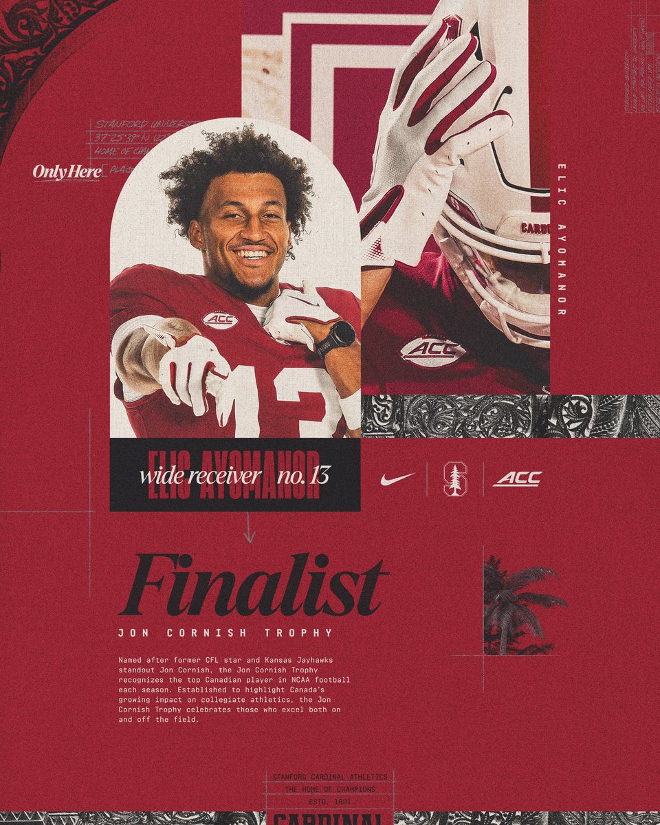 Stanford Football (@stanfordfball) on Twitter photo For the second year in a row, <a href="/elicayomanor/">Elic Ayomanor</a> is a finalist for the Jon Cornish Trophy π¨π¦
Last year's winner is among the five finalists, with the winner being announced on Monday.
#GoStanford For the second year in a row, <a href="/elicayomanor/">Elic Ayomanor</a> is a finalist for the Jon Cornish Trophy π¨π¦
Last year's winner is among the five finalists, with the winner being announced on Monday.
#GoStanford