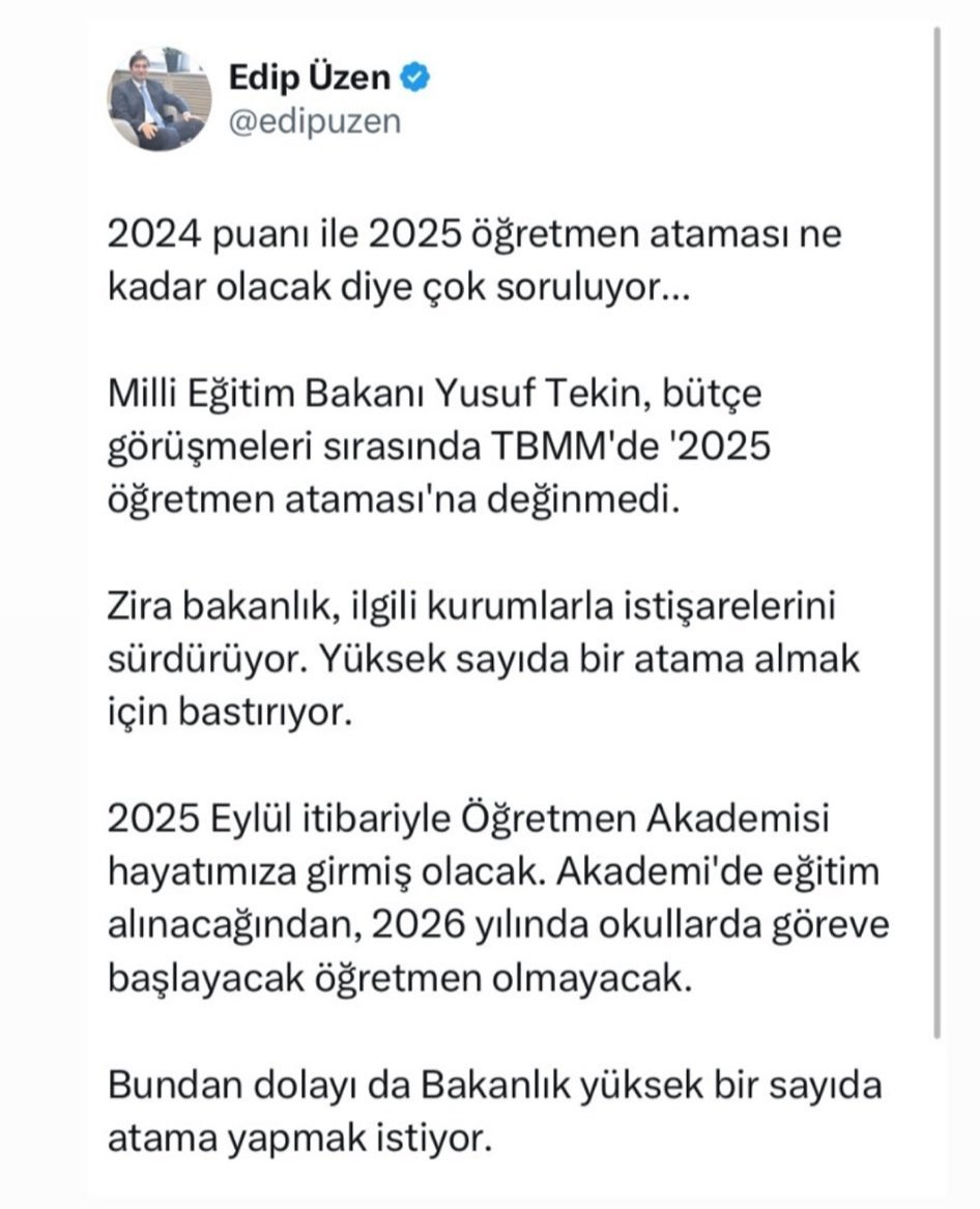 2024 kpss puanıyla yüksek kontenjanlı bir atama yapılmasını istiyoruz. Akademi öncesi güzel bir alım hakkımız...
#AkademiÖncesi68BinAtama