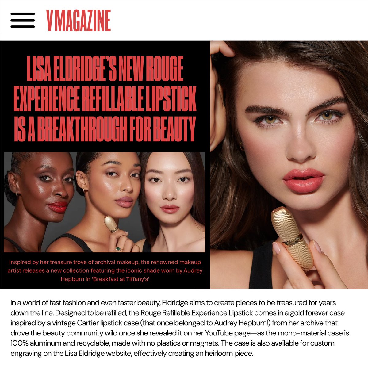 Lisa_Eldridge's tweet image. My Rouge Experience Refillable Lipstick has been making waves since the moment it launched! 💗

A huge thank you to all the incredible editors who have recognised this innovative achievement—and thank YOU for embracing Rouge Experience with so much love! xx

#lisaeldridge…