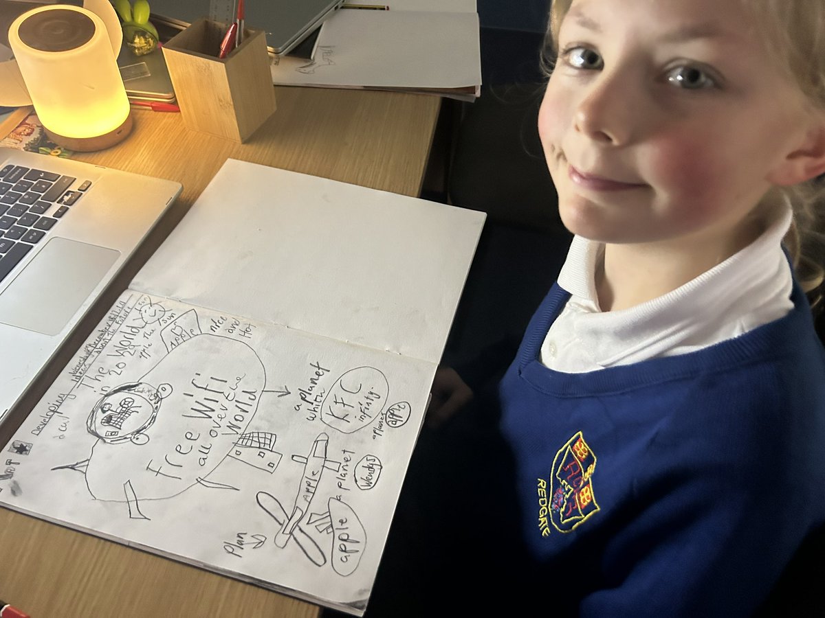Y5Redgate's tweet image. We have been developing ideas about the future in our sketchbooks and the children have had some amazing ideas, well done Year 5. #RCPArt