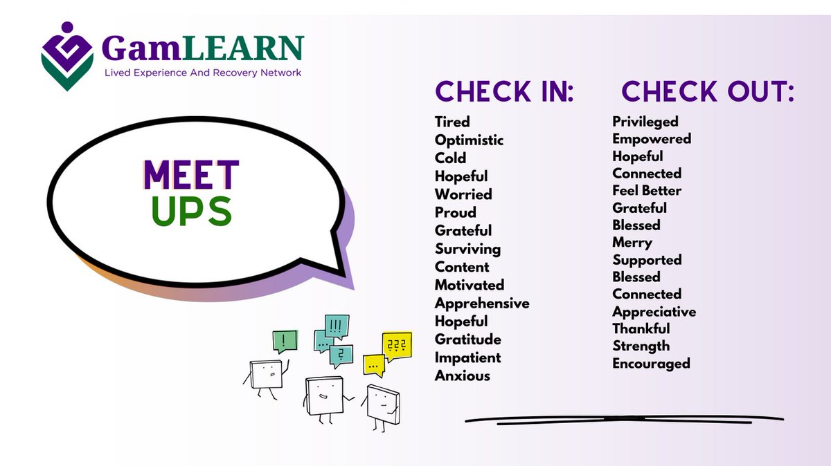 GamLearn's tweet image. Please see the Check Ins and Check Outs from our December meeting. #hope #caring