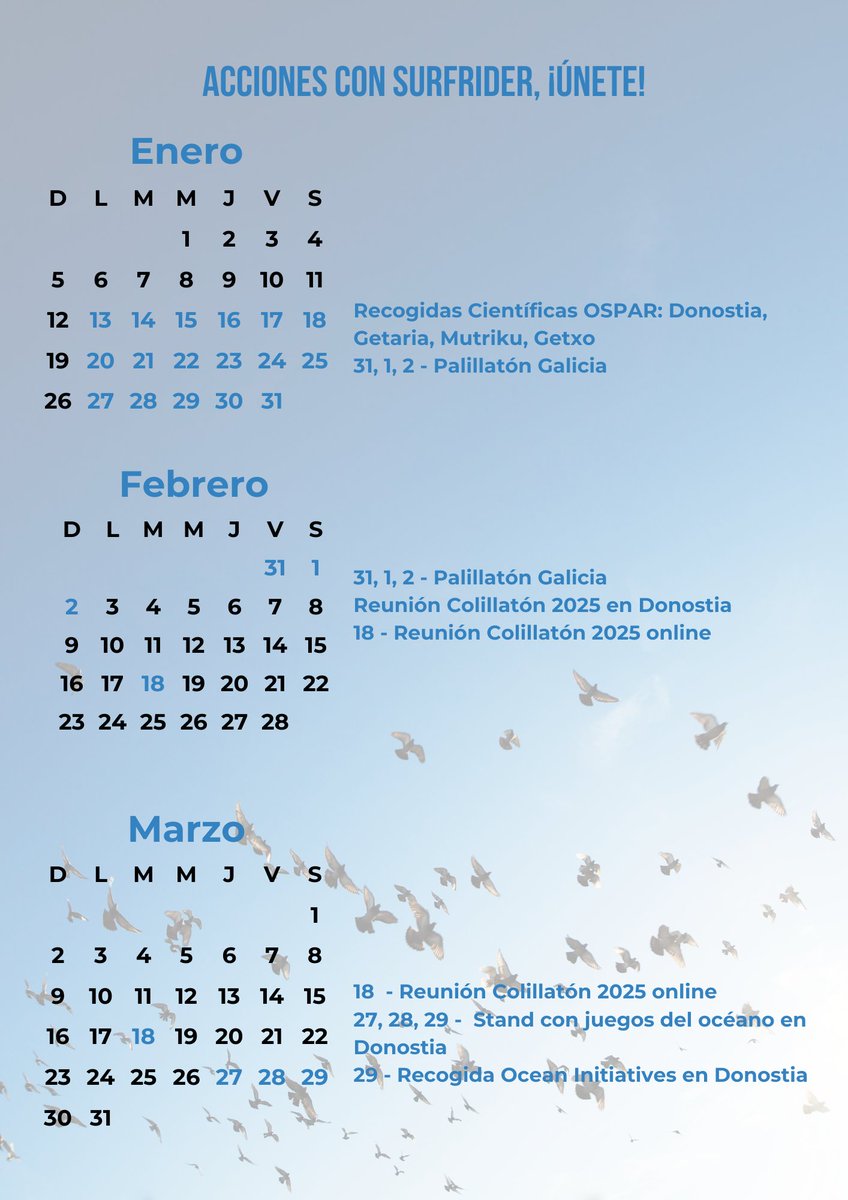 Surfrider España (@surfriderespana) on Twitter photo 🌊Calendario de actividades gratuitas para los próximos meses, ¡únete al #ActivismosPositivo con Surfrider!
😊Si te interesa el #VoluntariadoAmbiental y quieres algo más que actividades puntuales, contáctanos en voluntariado@surfrider.eu
👉Inscripciones: surfrider.es/agenda/ 🌊Calendario de actividades gratuitas para los próximos meses, ¡únete al #ActivismosPositivo con Surfrider!
😊Si te interesa el #VoluntariadoAmbiental y quieres algo más que actividades puntuales, contáctanos en voluntariado@surfrider.eu
👉Inscripciones: surfrider.es/agenda/