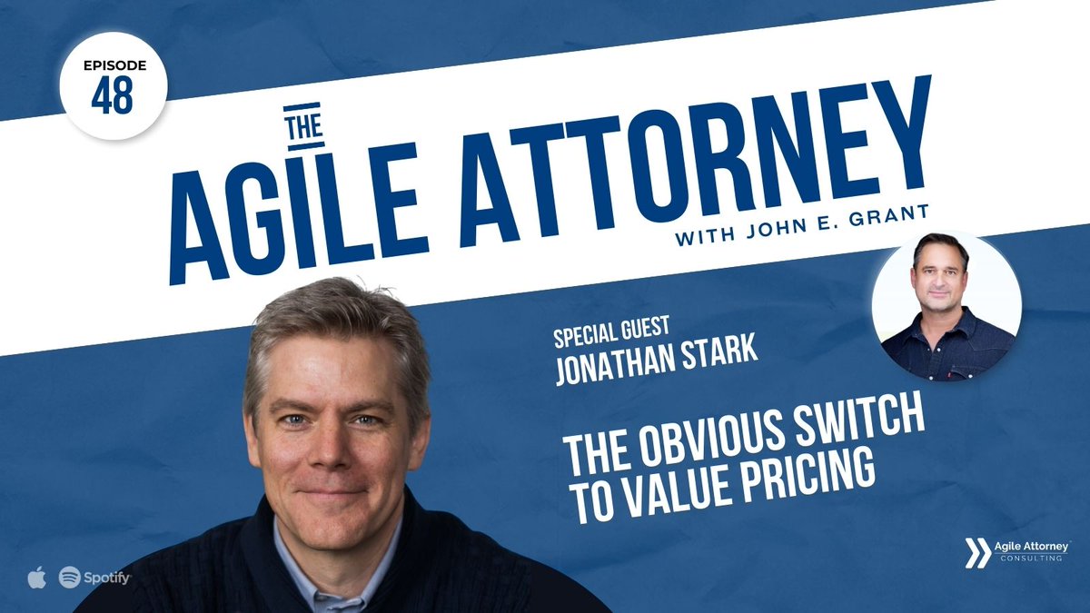 Tired of the billable hour treadmill? 🏃‍♂️

Join me on the Ditching Hourly podcast with <a href="/jonathanstark/">Jonathan Stark</a> where we break down how lawyers can deliver better results in less time through improved workflows and systems.

Listen now: agileattorney.com/48?utm_campaig…

#LegalTech #LawFirmGrowth