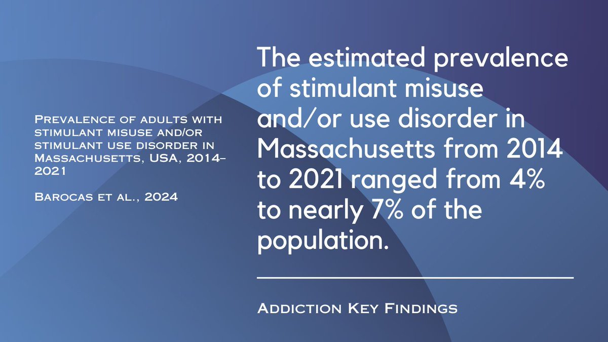 Addiction Journal (@addictionjrnl) on Twitter photo The estimated prevalence of stimulant misuse and/or use disorder in Massachusetts from 2014 to 2021 ranged from 4% to nearly 7% of the population. Read the full study by <a href="/jabarocas/">Josh Barocas, MD</a> and colleagues buff.ly/4ftvN66 The estimated prevalence of stimulant misuse and/or use disorder in Massachusetts from 2014 to 2021 ranged from 4% to nearly 7% of the population. Read the full study by <a href="/jabarocas/">Josh Barocas, MD</a> and colleagues buff.ly/4ftvN66