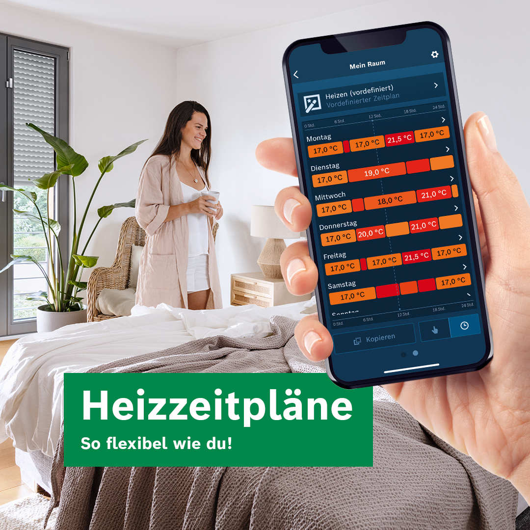 BoschSmartHome's tweet photo. Jeder Tag ist anders – deine smarte Heizungssteuerung weiß das.🌡️
Mit Bosch Smart Home legst du individuelle Heizzeitpläne fest – genau nach deinem Rhythmus und mit nur einem Klick - perfekt für deinen Alltag. 🔄✨
#SmartHome #EnergieSparen #SmartHeizen #BoschSmartHome https://t.co/IDf64zi6C4