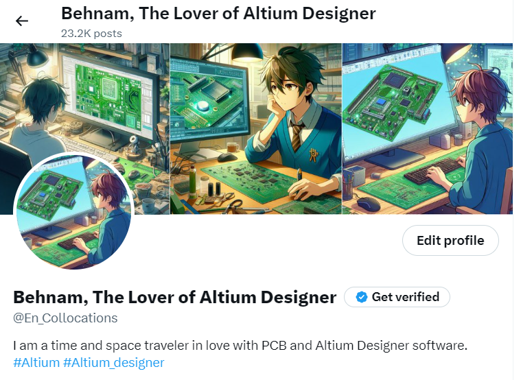 En_Collocations's tweet image. من بهنام هستم. یک مسافر زمان و مکان که عاشق طراحی PCB و نرم‌افزار آلتیوم دیزاینر است.
#Altium #Altium_Designer ✨