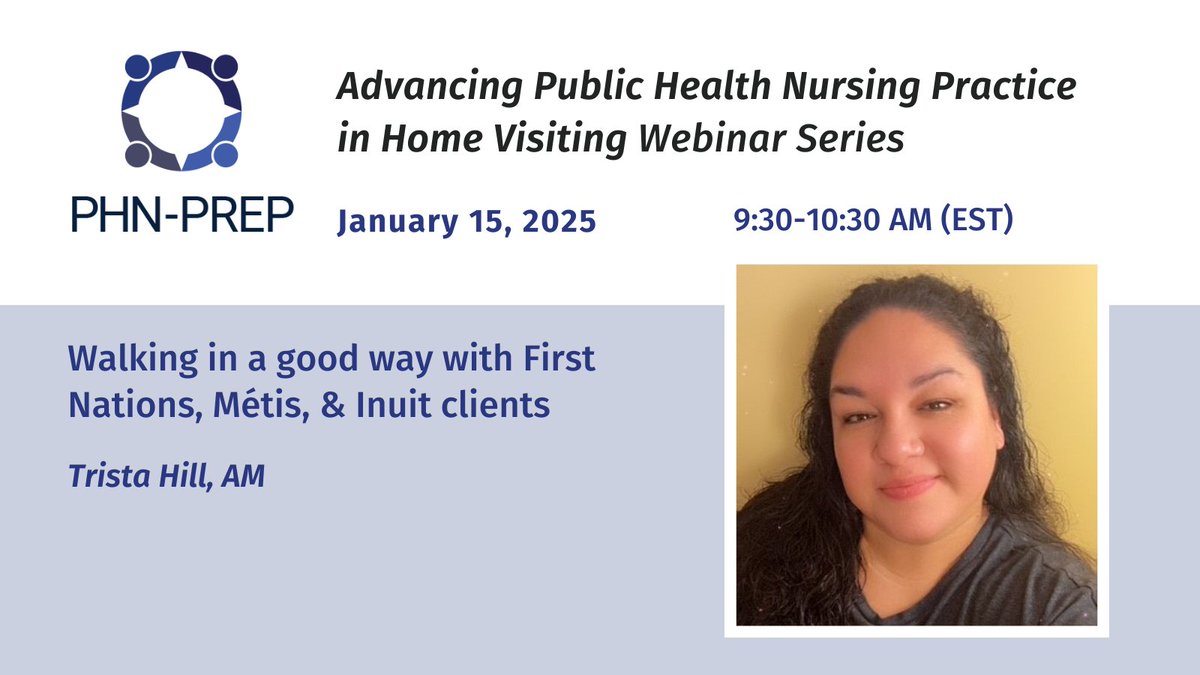 Registration is now OPEN for the January 15, 2025 PHN-PREP webinar. Join us 9:30-10:30am, to hear Aboriginal Midwife, Trista Hill, discuss culturally responsive, trauma-informed care for Indigenous families. Click here to register and for more information: phnprep.ca/event/walking-…