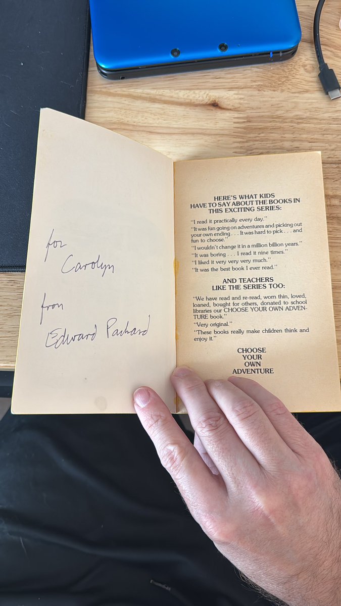 JohnLeMayIV's tweet photo. @corenswet checkout this signed #EdwardPackard book I accidentally found once! https://t.co/dwiQAehrTW