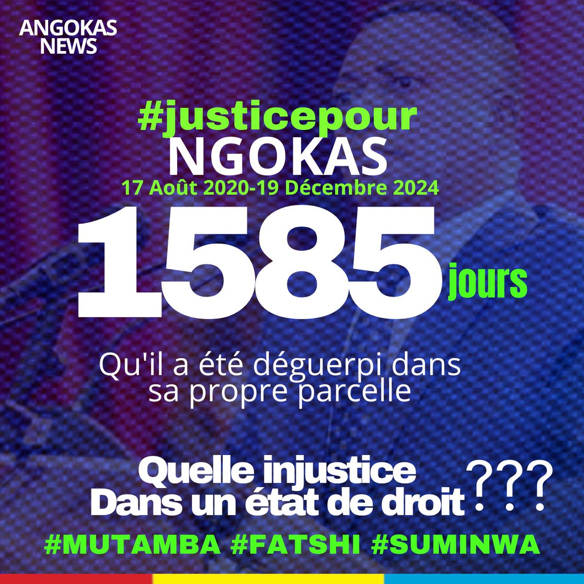 emergentss_EM's tweet photo. #JUSTICEPOUR #NGOKAS
Aujourd'hui, cela fait 1585 jours que l'honorable @ngoyikasanji11 a été injustement expulsé de sa propre parcelle. Comment peut-on tolérer une telle injustice dans un État de droit ? @fatshi13 @SuminwaJudith @ConstantMutamba @DeniseNyakeru https://t.co/lkwwYx2RHi
