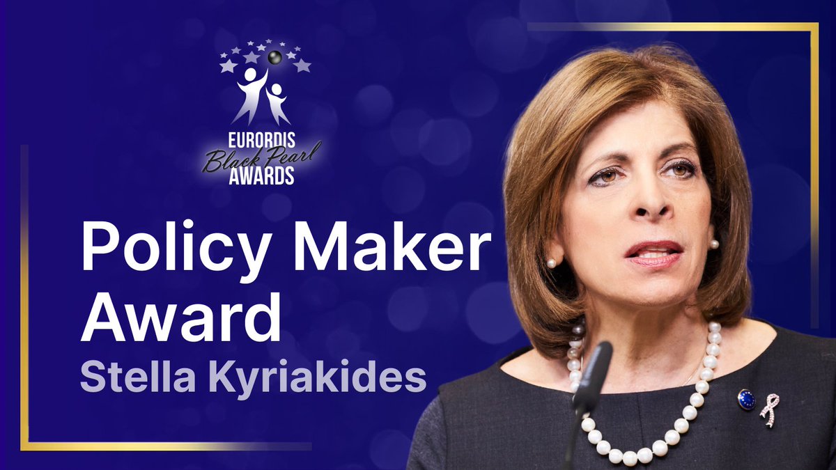 EURORDIS-Rare Diseases Europe (@eurordis) on Twitter photo We are proud to honour <a href="/SKyriakidesEU/">Stella Kyriakides</a> for her impactful tenure as European Commissioner for Health (2019-2024), advancing care & policies for people with rare diseases across Europe.
Thank you for your leadership! #EURORDISAwards2025
➡️ Read more: go.eurordis.org/Awardees We are proud to honour <a href="/SKyriakidesEU/">Stella Kyriakides</a> for her impactful tenure as European Commissioner for Health (2019-2024), advancing care & policies for people with rare diseases across Europe.
Thank you for your leadership! #EURORDISAwards2025
➡️ Read more: go.eurordis.org/Awardees