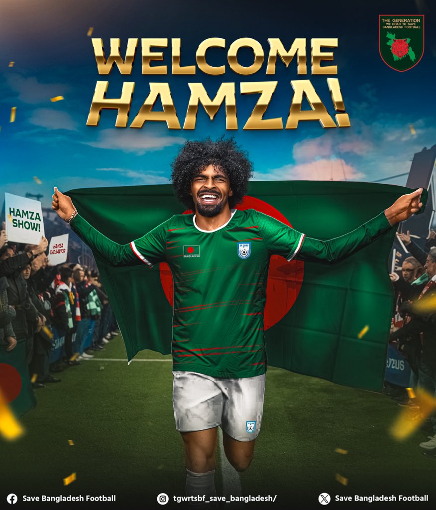 The Red &amp; Green are ready to cheer for you, Hamza! Welcome to Bangladesh, where football dreams come alive! ⚽️🔥

#HamzaChowdhury 
#Bangladesh

(Admin)