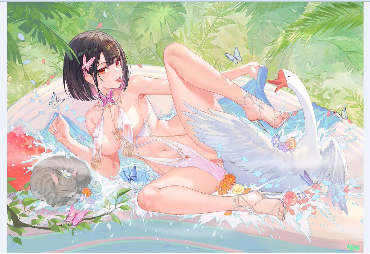 yezinod's tweet photo. 改图，少女与天鹅🦢，侵删 https://t.co/Oz35DEzCuG