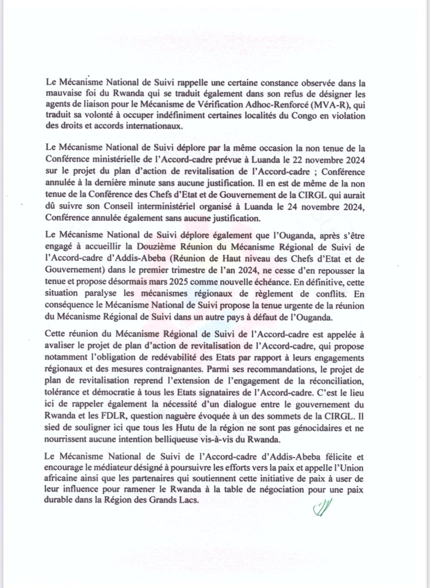 StanysBujakera's tweet photo. #RDC: « C'est le lieu ici de rappeler également la nécessité d'un dialogue entre le gouvernement du Rwanda et les FDLR, question naguère évoquée à un des sommets de la CIRGL. Il sied de souligner ici que tous les Hutu de la région ne sont pas génocidaires et ne nourrissent aucune intention belliqueuse vis-à-vis du Rwanda. », Professeur NTUMBA Luaba Lumu Coordonnateur du Mécanisme National de Suivi